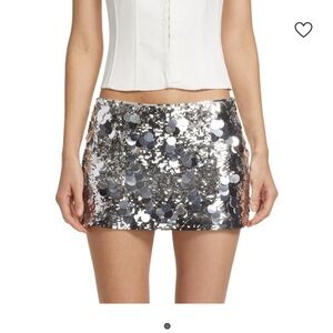 Danielle Guizio Silver Sequin Mini Skirt size small